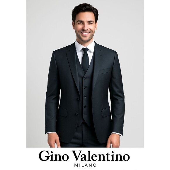 Gino Valentino Milano Men's 2-Piece Suit Jacket + Vest | Size 36S | Wool & Silk - Picture 1 of 13